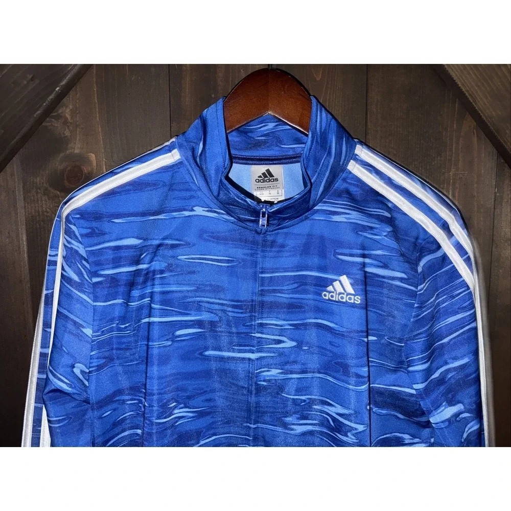ADIDAS Track Jacket Boys Youth Size XL 18/20 Blue Full Zip Long Sleeve‎ 3 Stripe